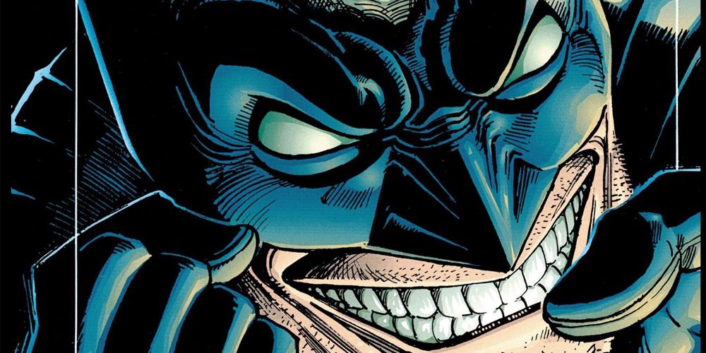 Batman with a terrifying grin under the influence of the drug Venom in DC Comics.