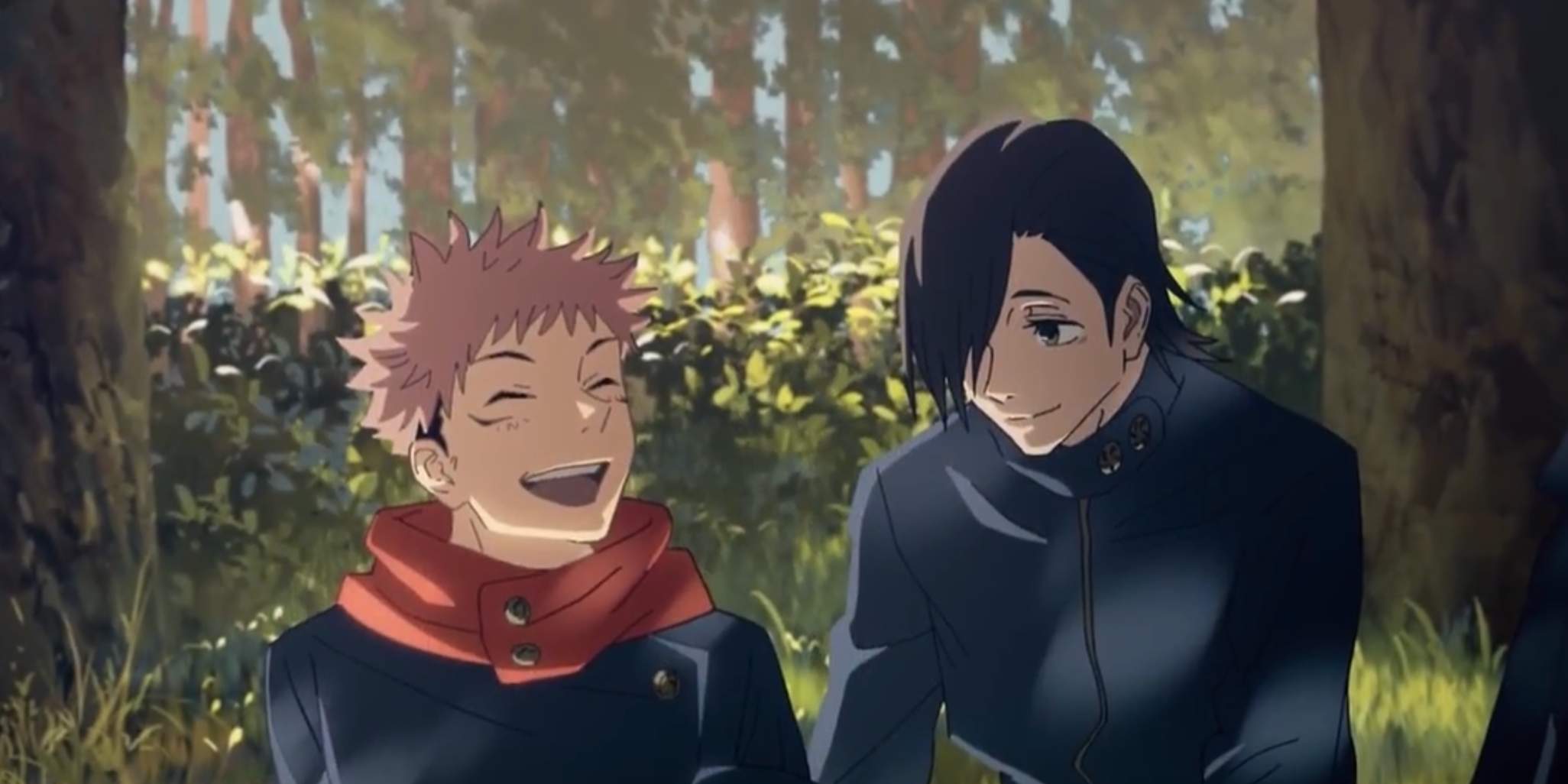 Junpei e Yuji no tema de introdução de Jujutsu Kaisen.