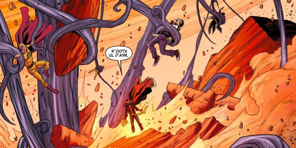 Doctor Strange uses Dark Magic on a parallel Earth in New Avengers #21 