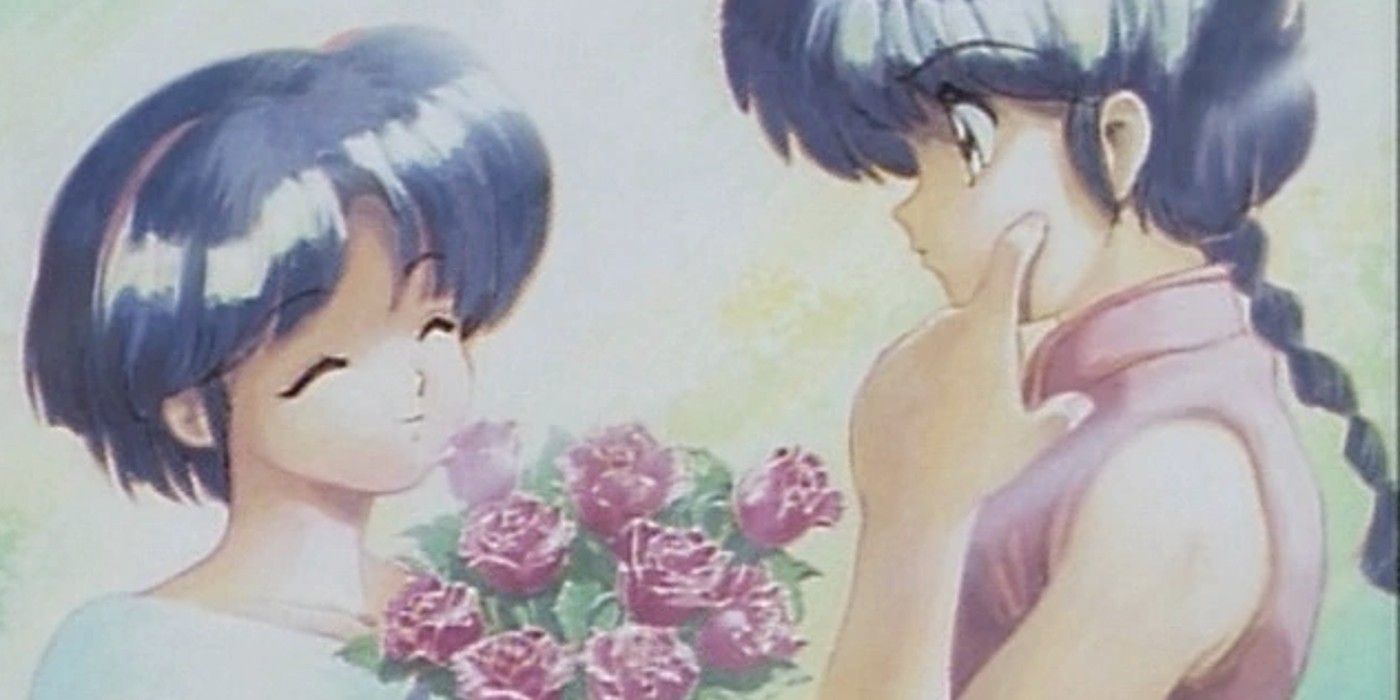 Akane gives flowers to Ranma in Ranma 1/2.