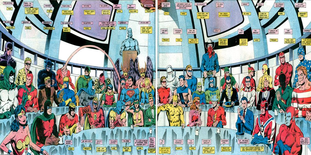 All-Star Squadron assemble for a meeting in DC Comics