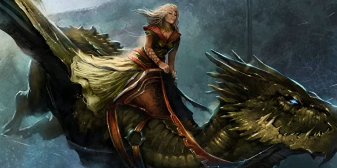 Alysanne riding Silverwing in Fire and Blood