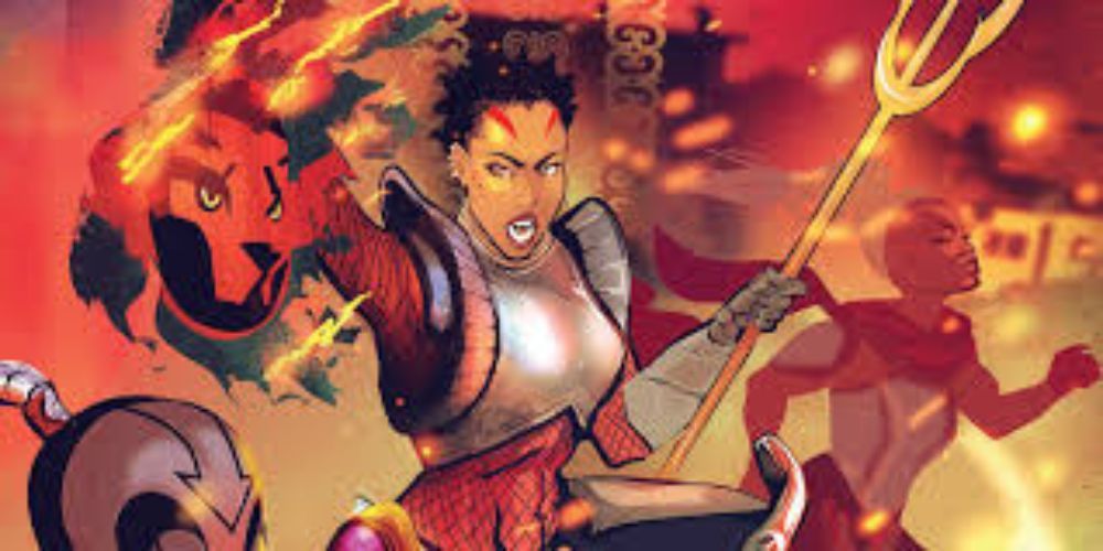 Aneka holds a burning mask in Marvel Comics