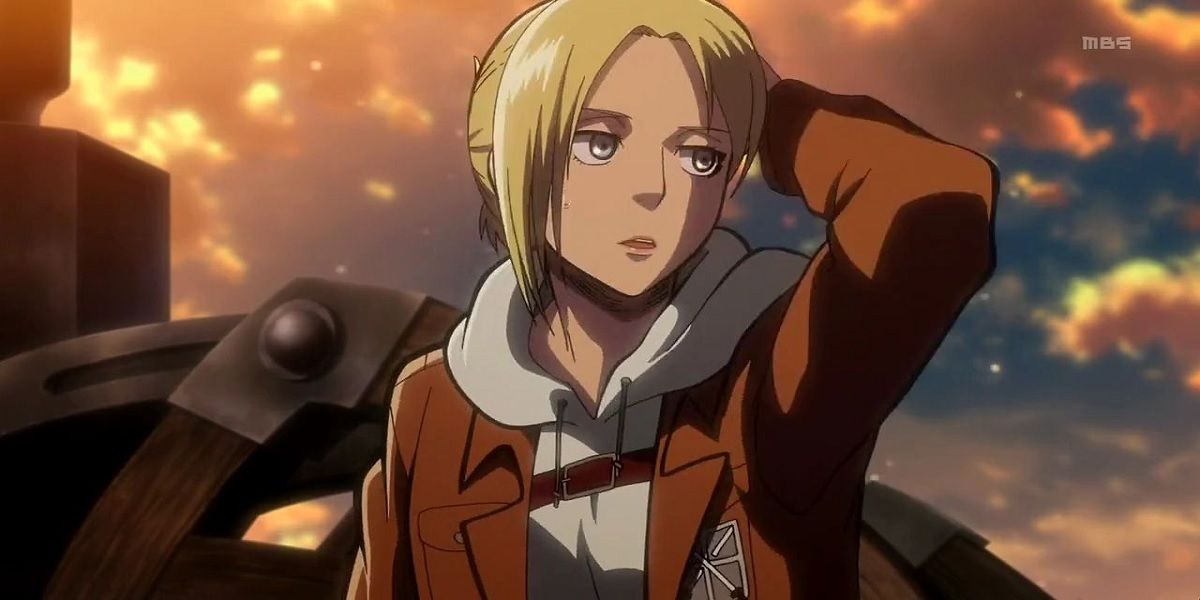 Annie with her hand behind her head, Attack On Titan