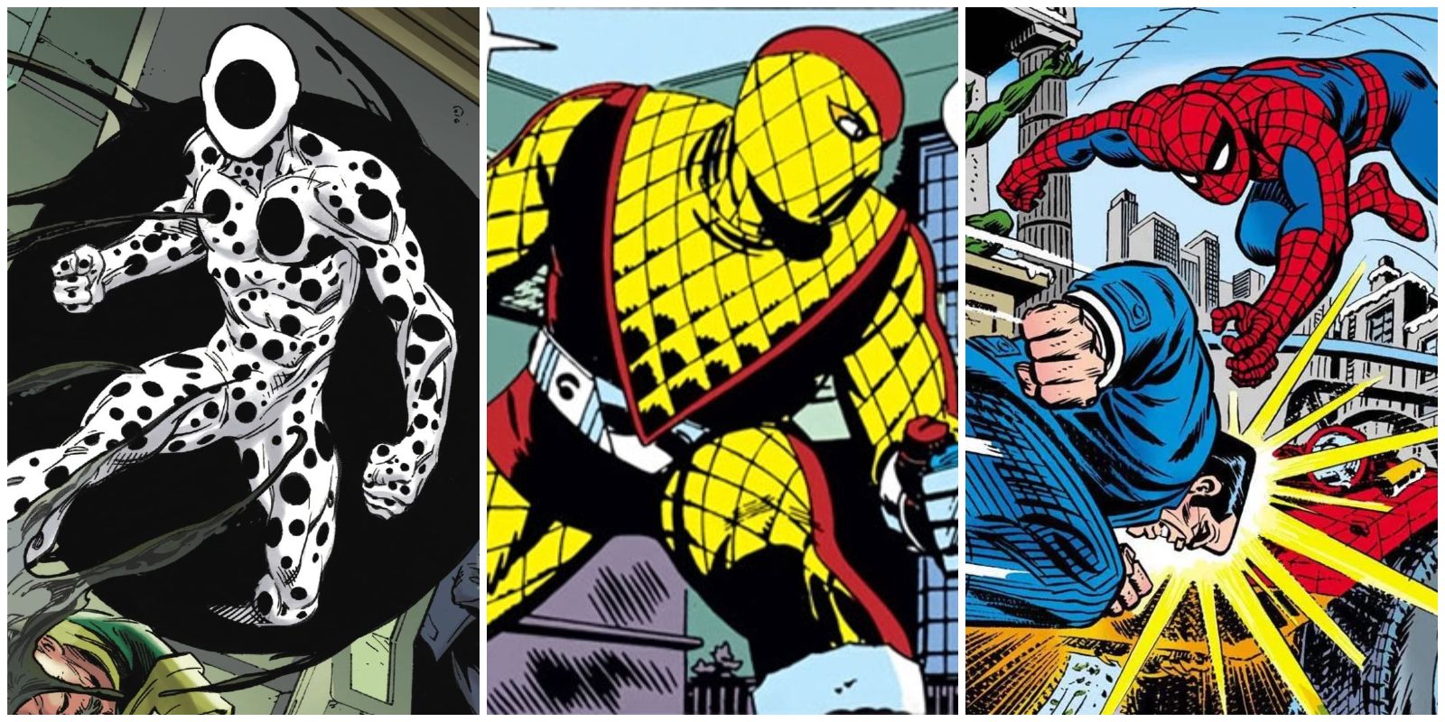 A split image of Spot, Shocker, and Hammerhead in Marvel Comics