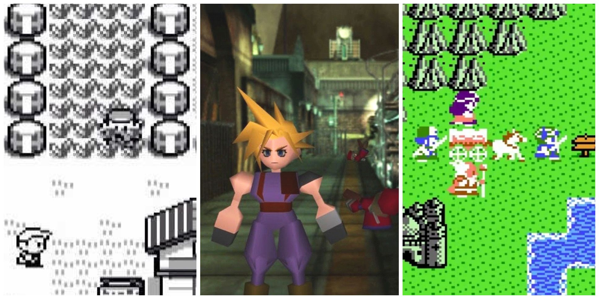 Pokemon red and blue, final fantasy vii and dragon quest 1 screenshots