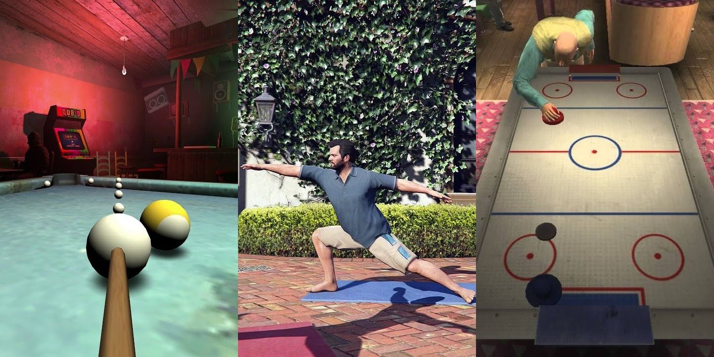 Best Side Activities In GTA Series including Pool, Yoga, and Air Hockey