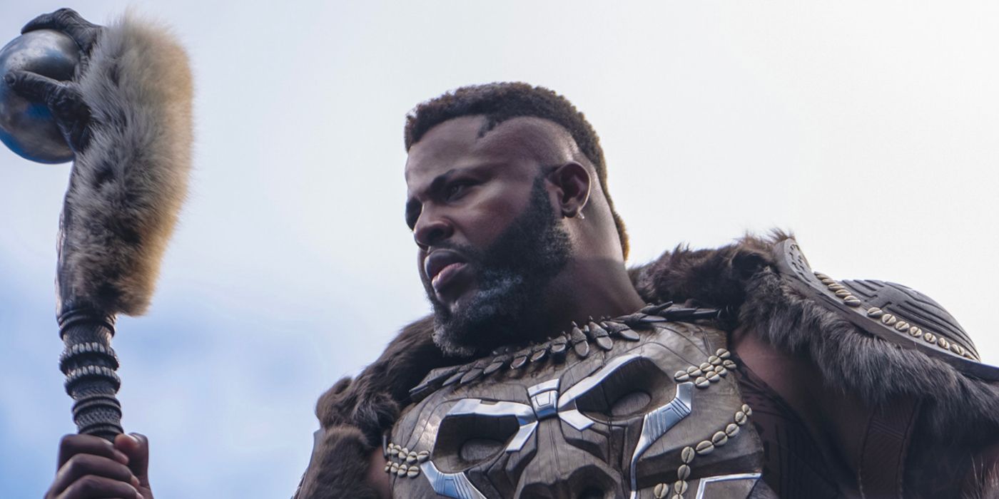 A close-up of Mbaku in Black Panther