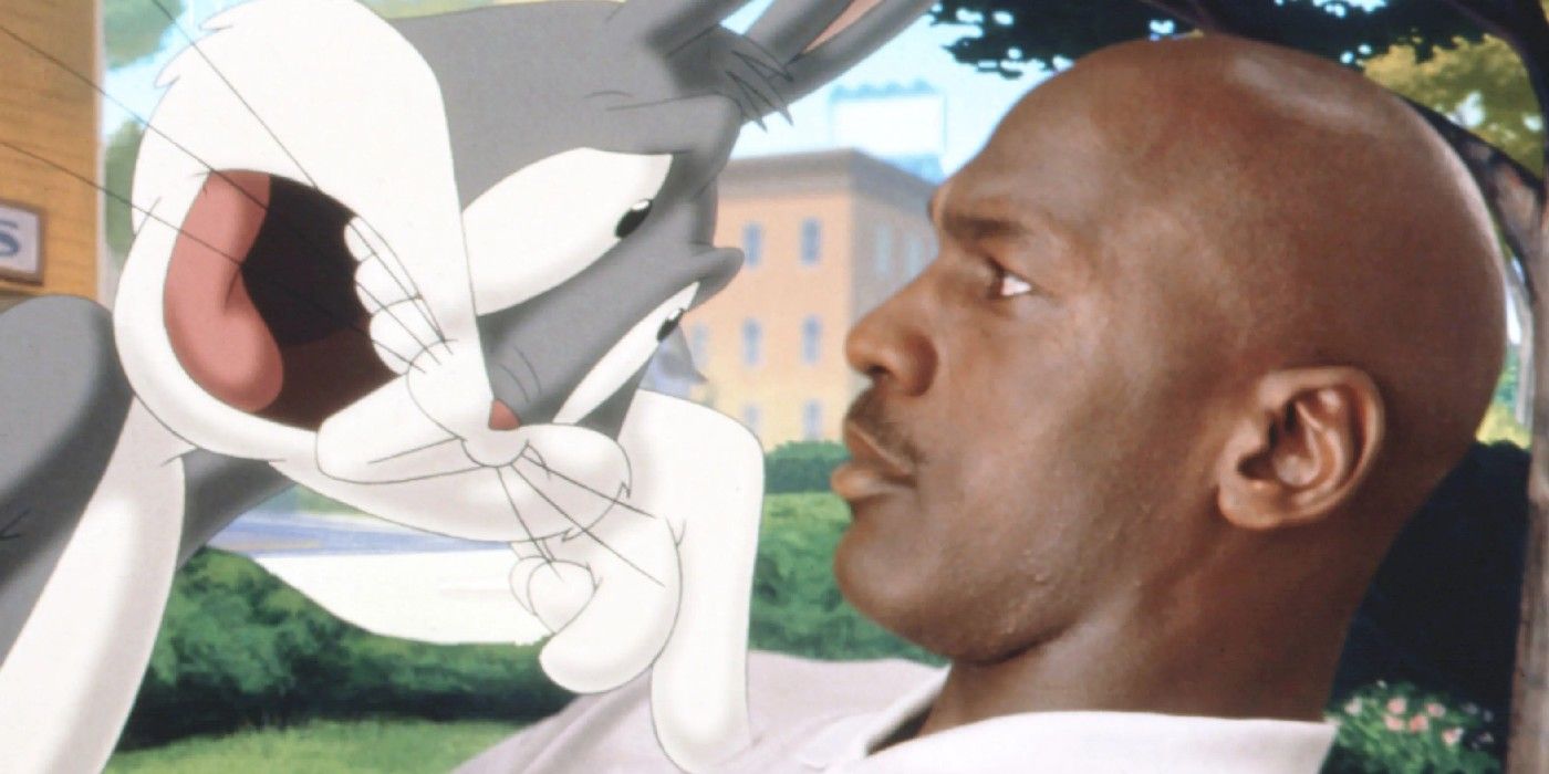 Bugs Bunny and Michael Jordan meet at a space jam.