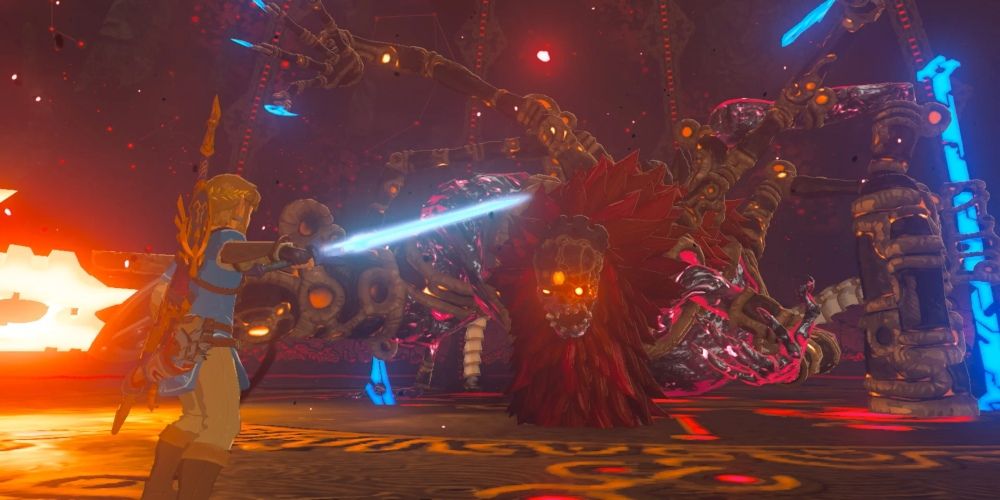 Link lutando contra Calamity Ganon em The Legend of Zelda: Breath of the Wild