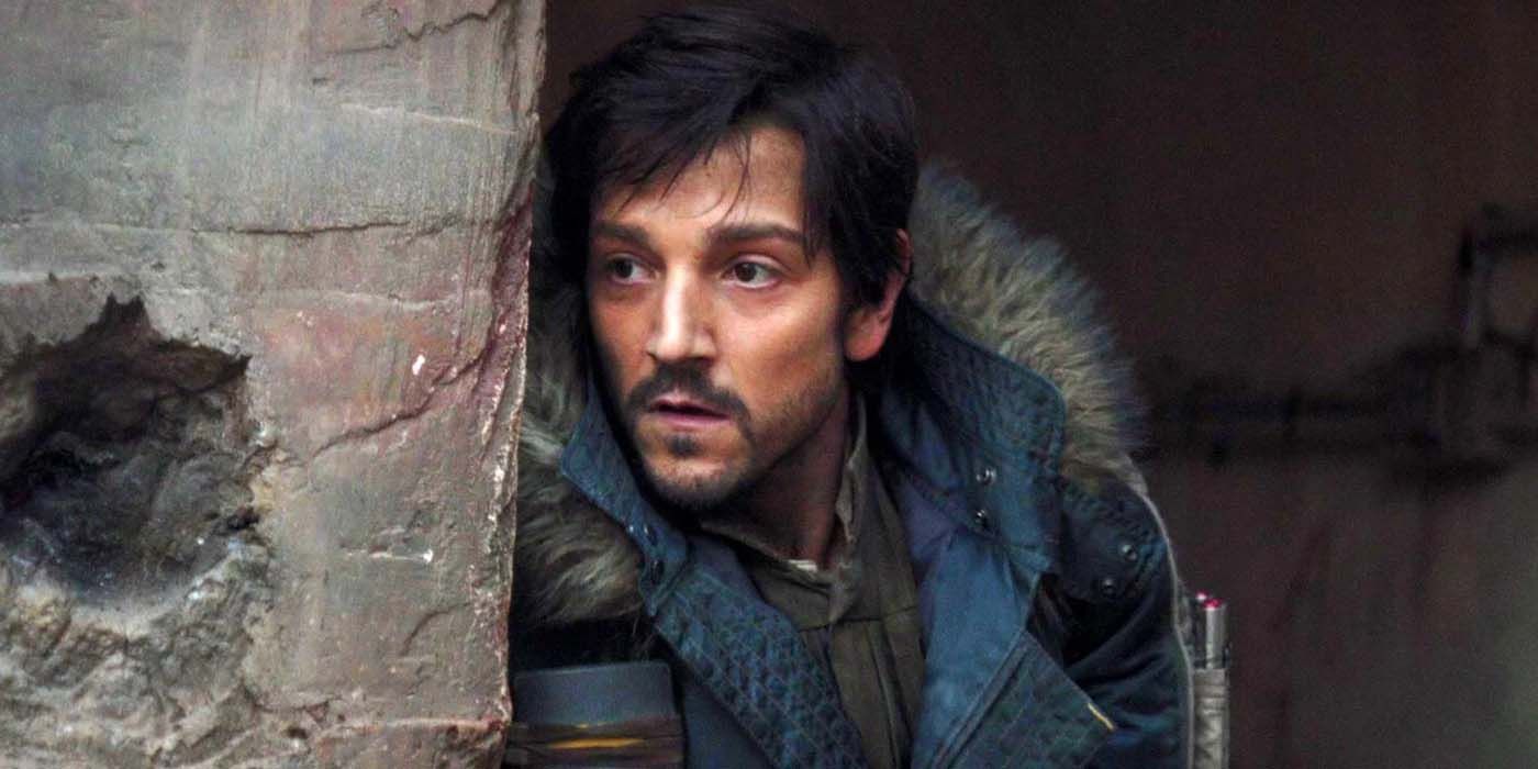 Cassian Andor, a rogue thief and rebellion leader, takes cover behind a blaster-riddled wall.