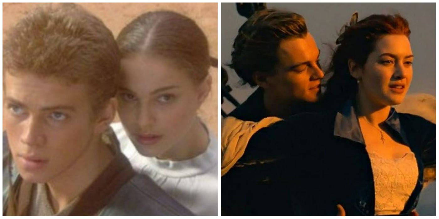 Split-image: Anakin and Padme - Star Wars, Jack and Rose - Titanic