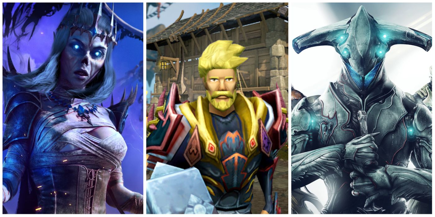 A split image of characters from Neverwinter, RuneScape, and Warframe