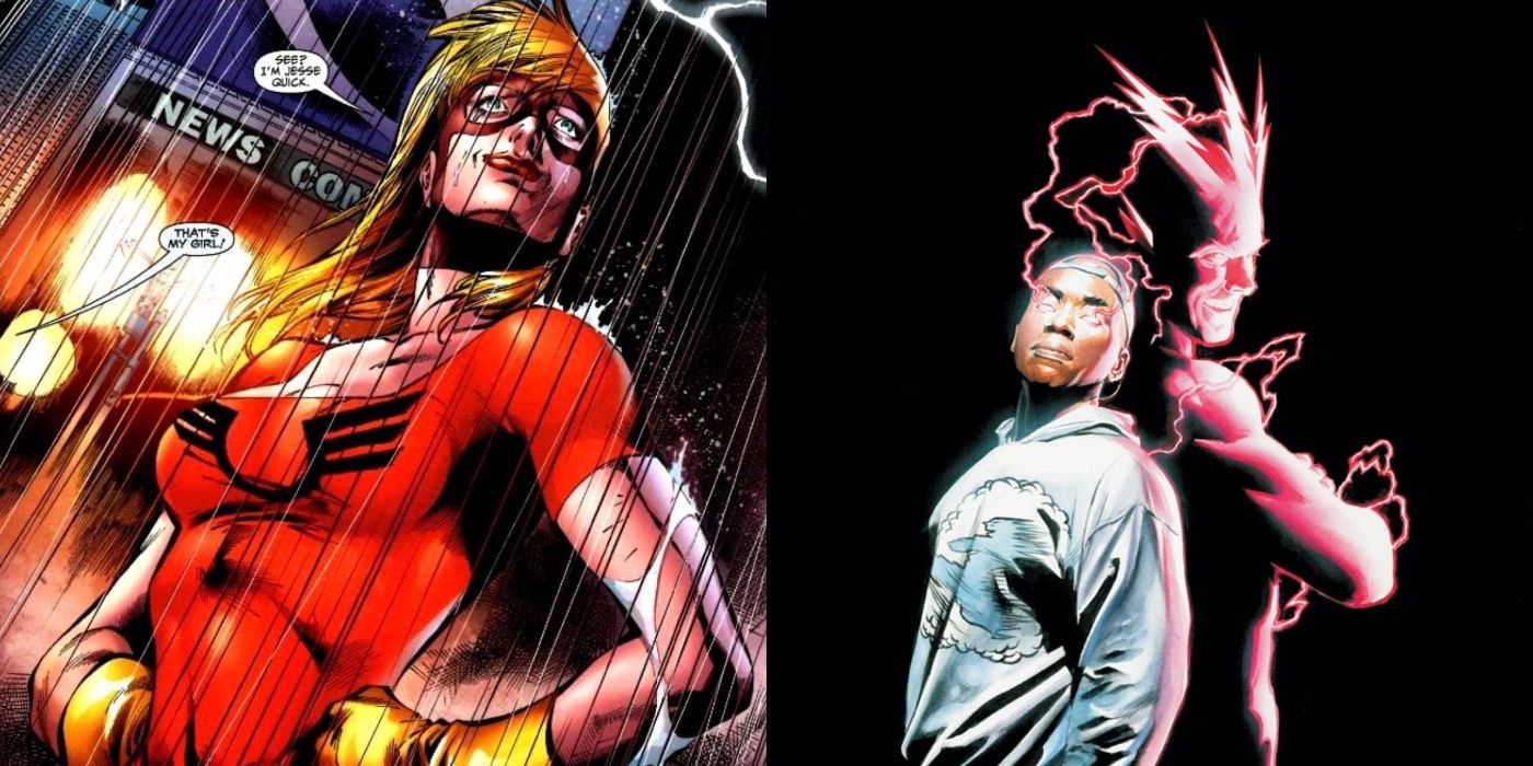 split image of Jesse Quick and Jakeem Thunder from Justice Society comics