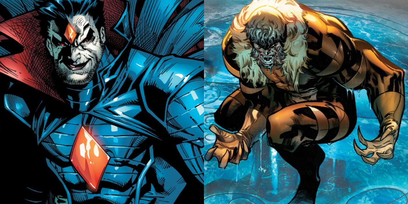 A split image of Mister Sinister and Sabretooth from the X-Men comics