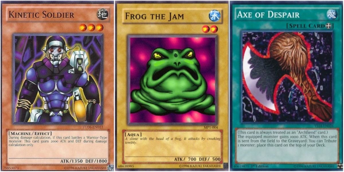 Yugioh cards; two that got their names changed, plus Axe of Despair
