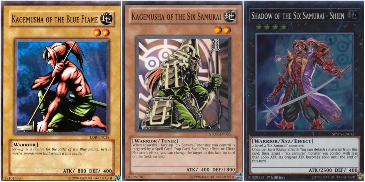 Yugioh cards; Kagemusha of the Blue Flame and remakes of it