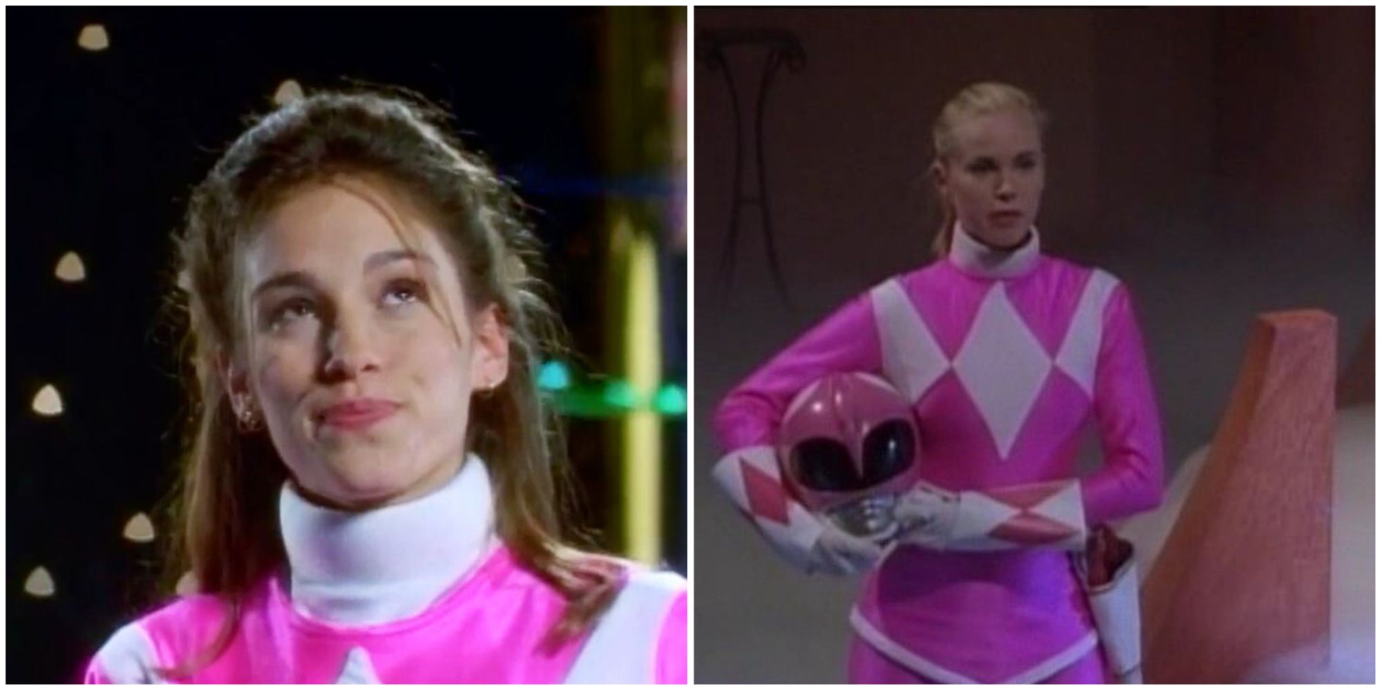 Kimberly Hart and Kat as the Pink Rangers
