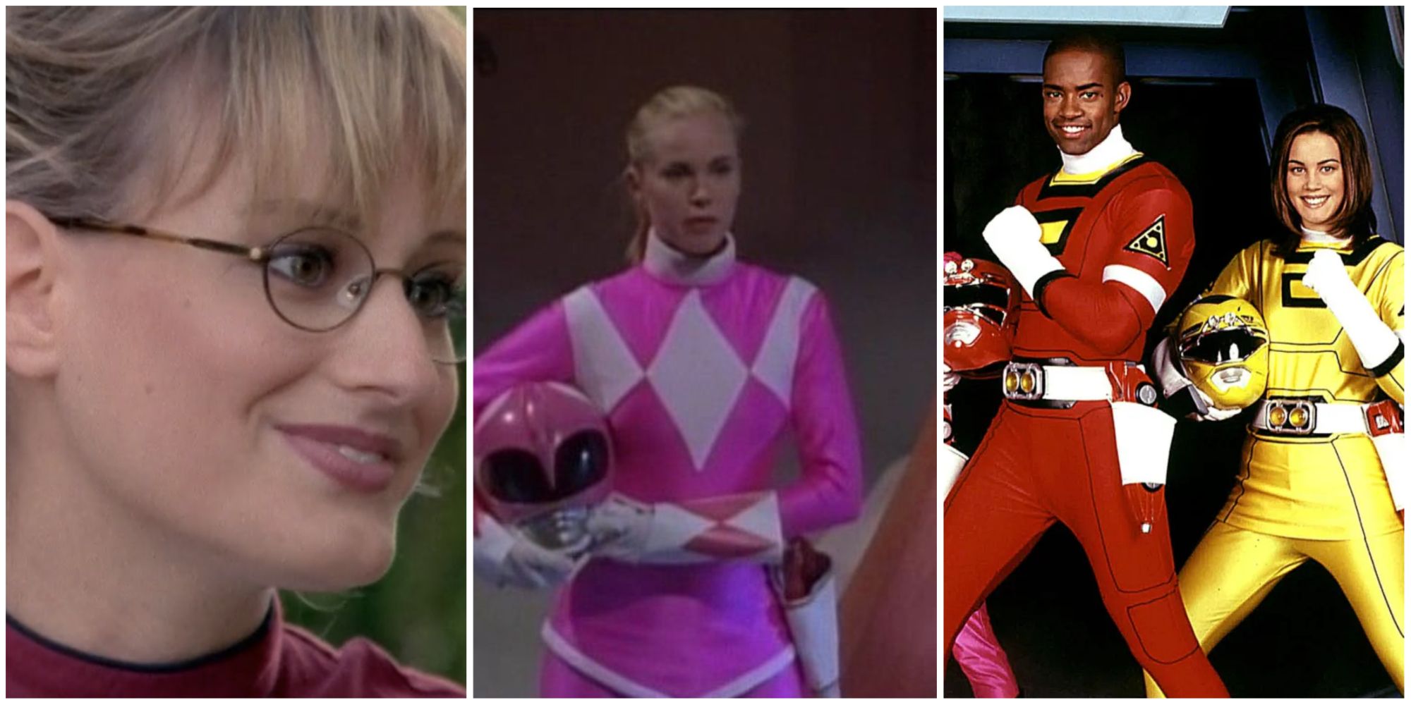 A split image featuring Kendrix, Kat, and the Turbo Power Rangers