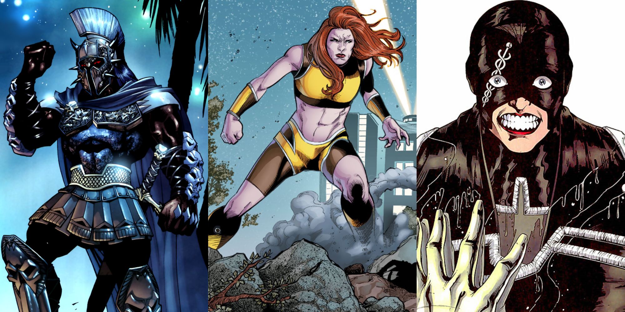 From left to right: Ares, Giganta, and Doctor Poison - Wonder Woman enemies 