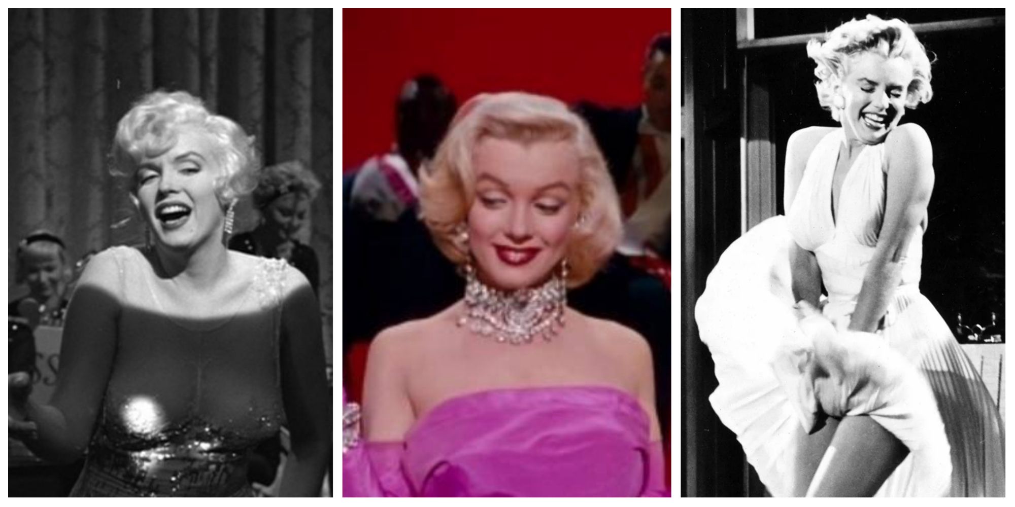 Marilyn Monro in Some Like It Hot, Gentlemen Prefer Blondes, and The Seven Year Itch
