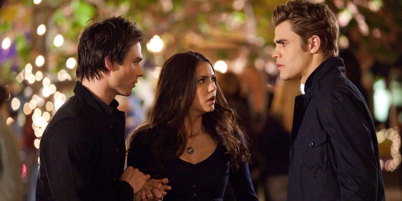 Damon, Elena, and Stefan in The Vampire Diaries Season 1 finale