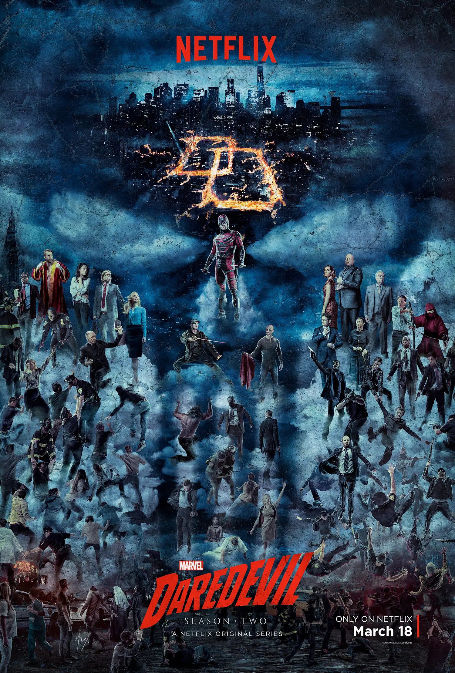 Daredevil Season 2 Cast Poster Punisher Skull
