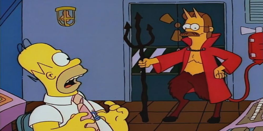 Devil Flanders scaring Homer in The Simpsons