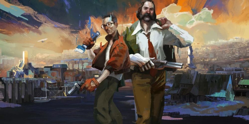 A arte da capa do jogo Disco Elysium.