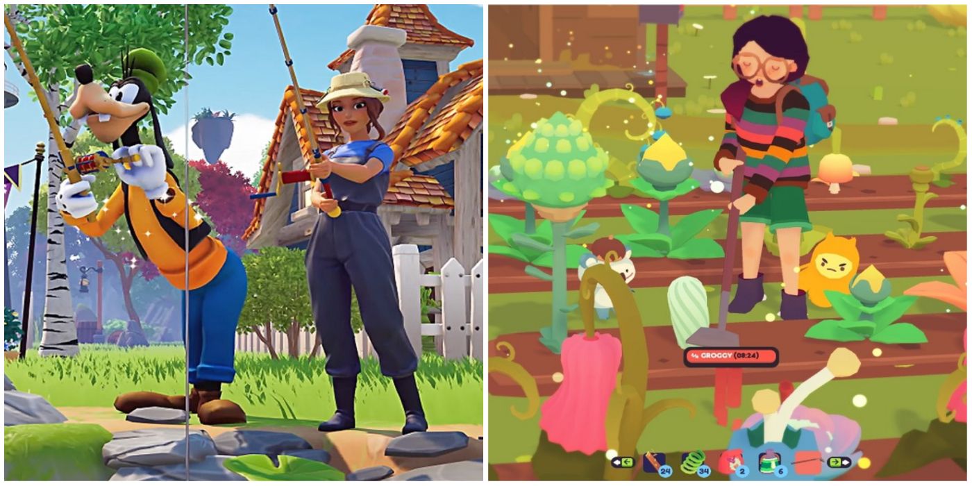 In-game screenshots of Disney Dreamlight Valley and Ooblets