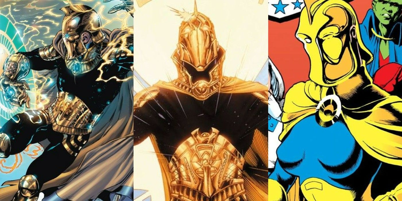 A split image of different versions of Doctor Fate from DC Comics