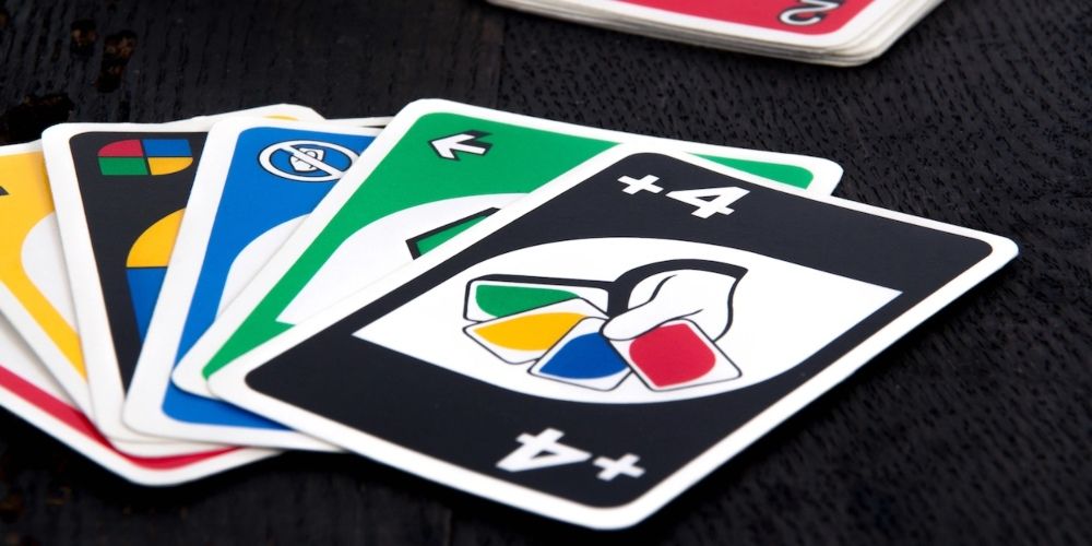 A hand including a Draw Four in Uno