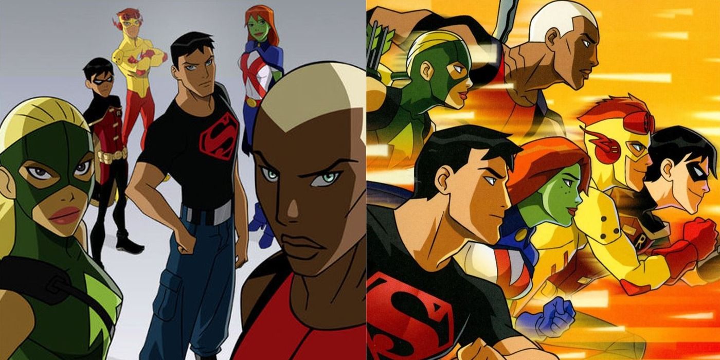 Superboy, Artemis, Aqualad, Robin, Miss Martian and Kid Flash in Young Justice