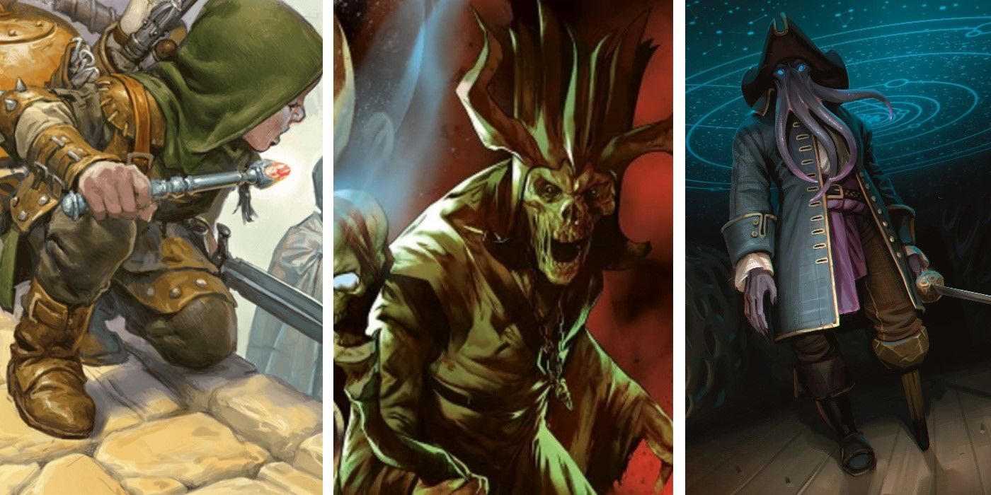 Dungeons and Dragons collage image featuring a gnome, a lich, and a mind flayer
