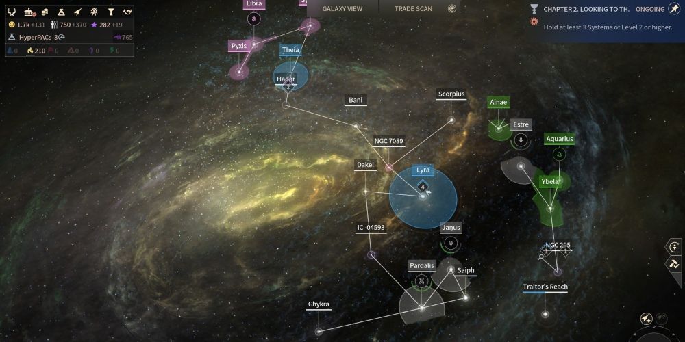 The view of the galaxy in Endless Space 2 game