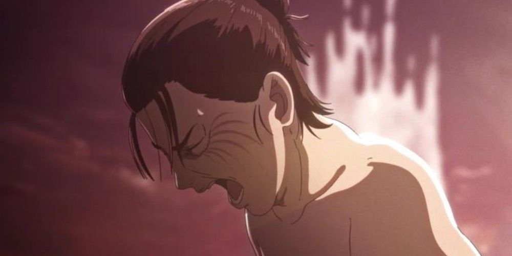 Eren Yeager from Attack on Titan screams in the season 4 part 2 opening.
