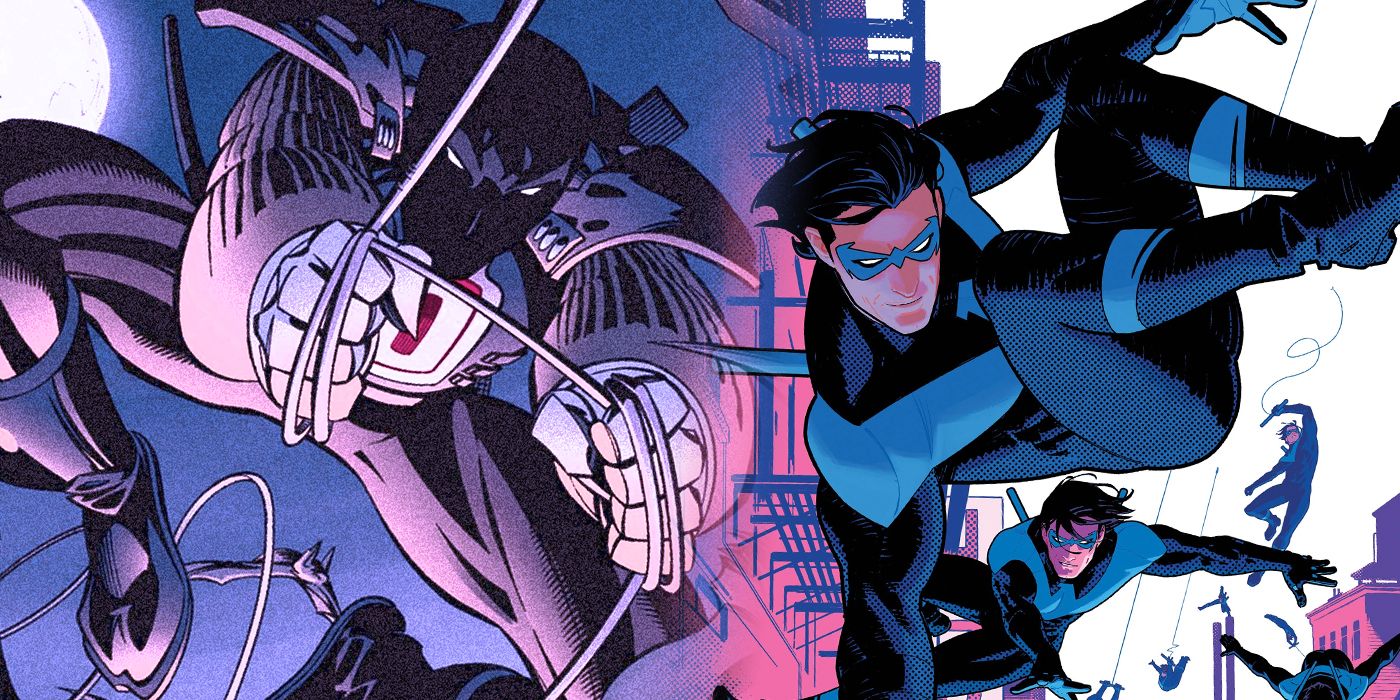 Dick Grayson as The Target and Nightwing split image