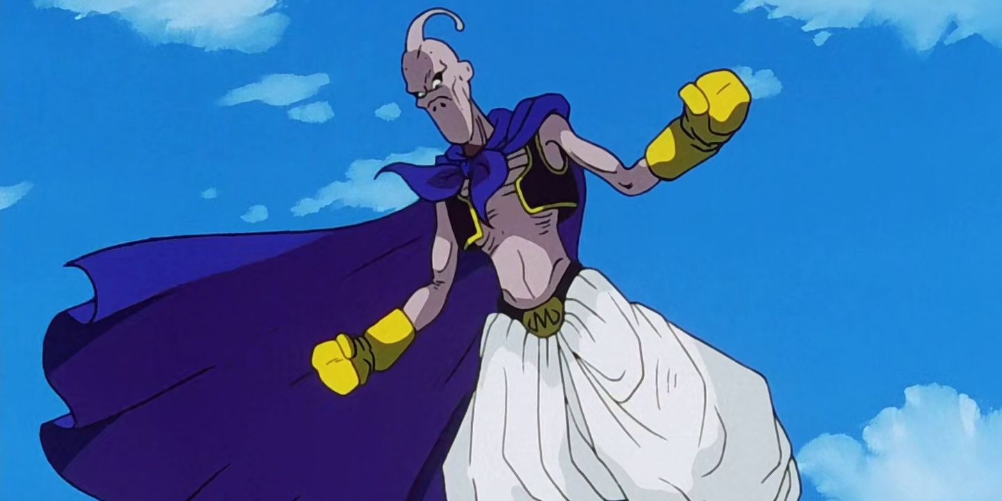 Evil Buu is born and then floats in the air in Dragon Ball Z