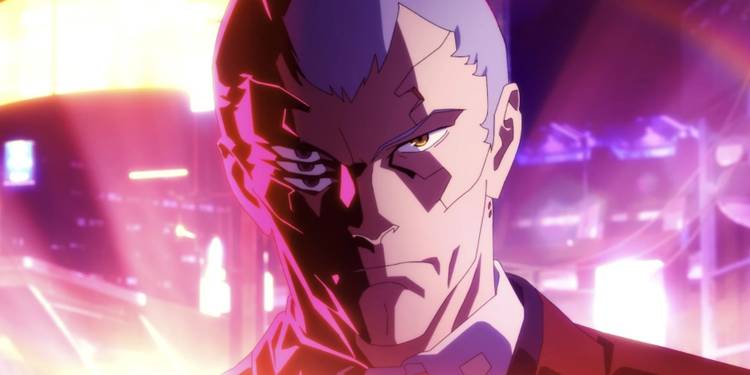 Faraday tampak mengancam di Cyberpunk: Edgerunners.
