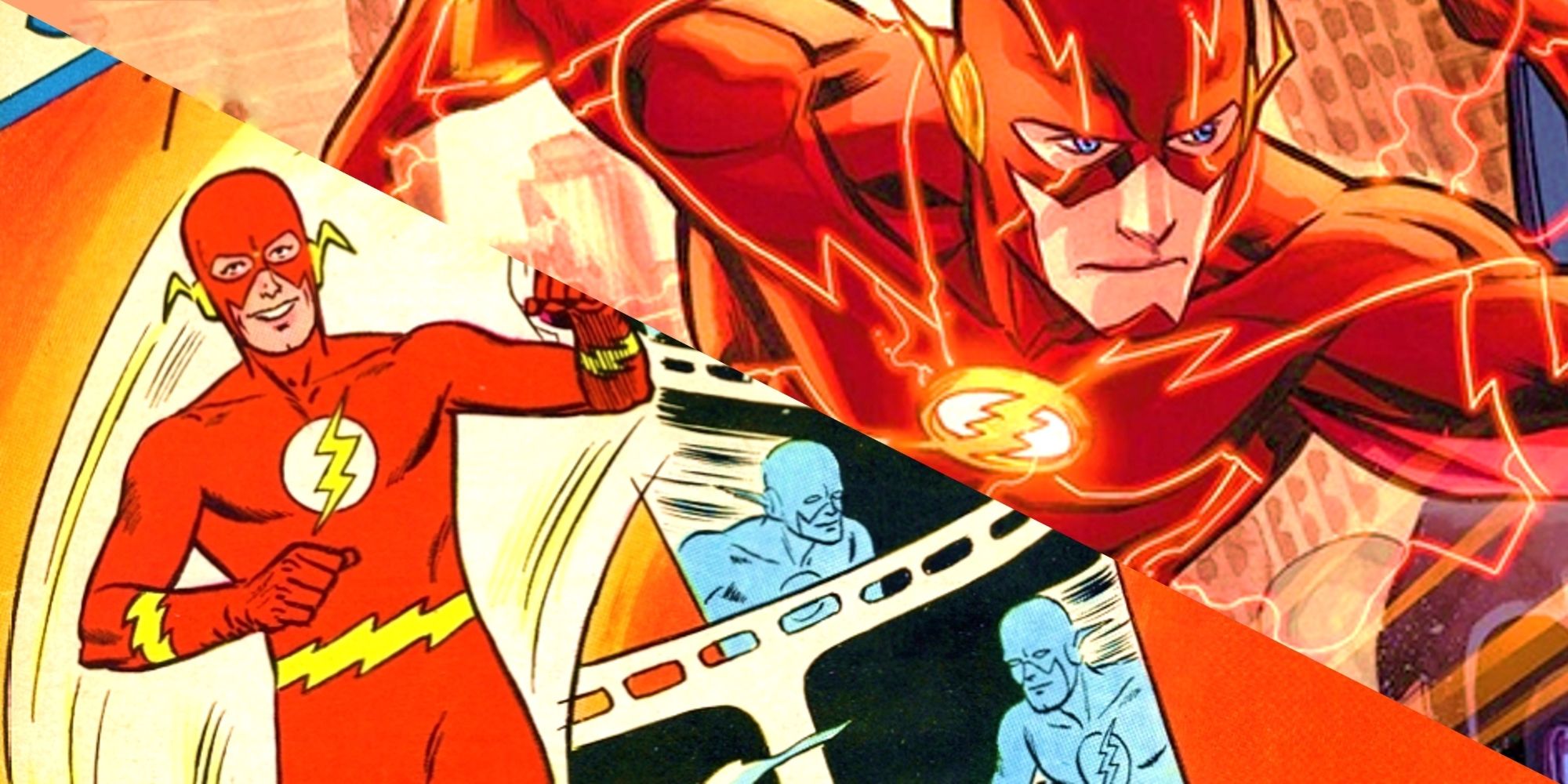 Flash DCコミックスの初期と最近のイテレーションの分割画像