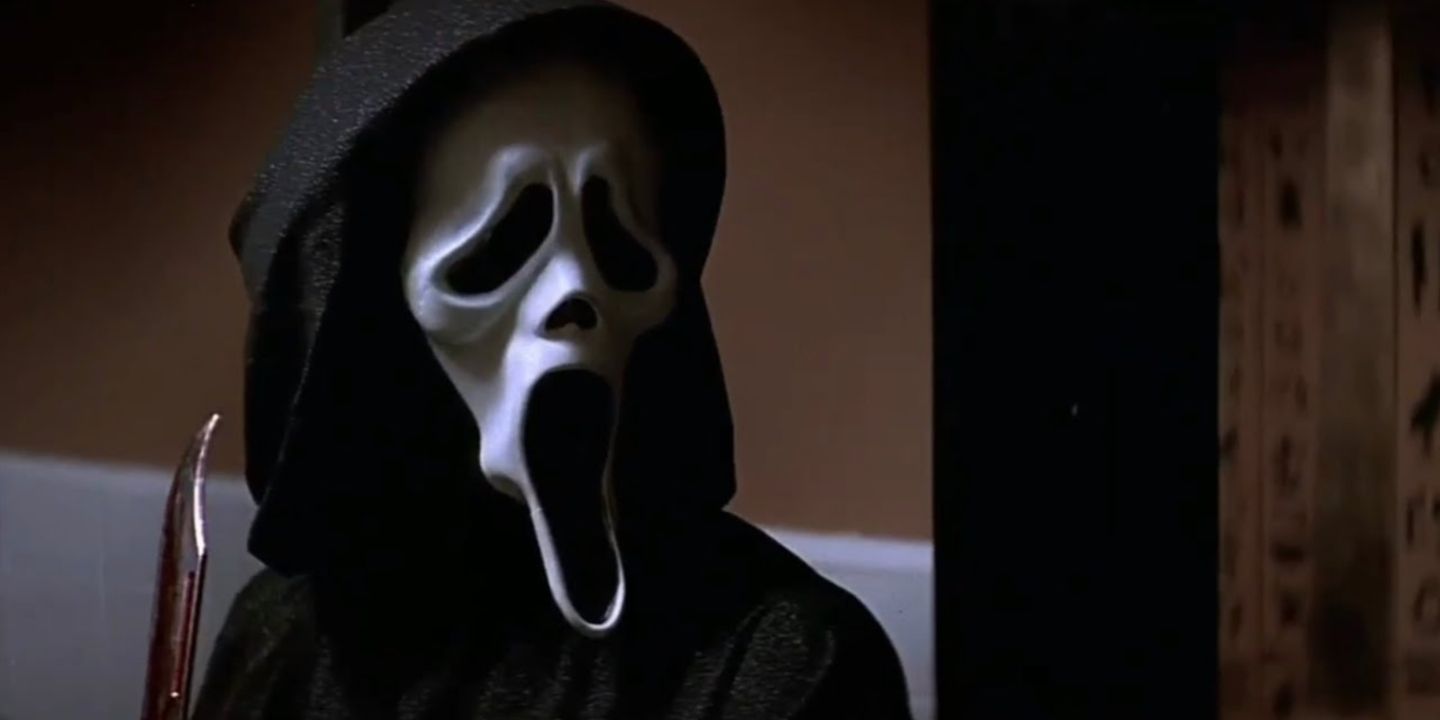 Ghostface hunts for a victim, brandishing a knife in Scream