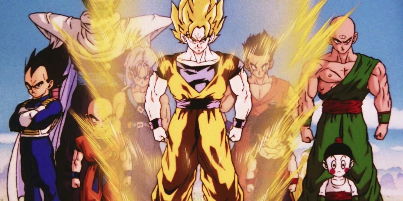 Goku powers up in Dragon Ball Z.