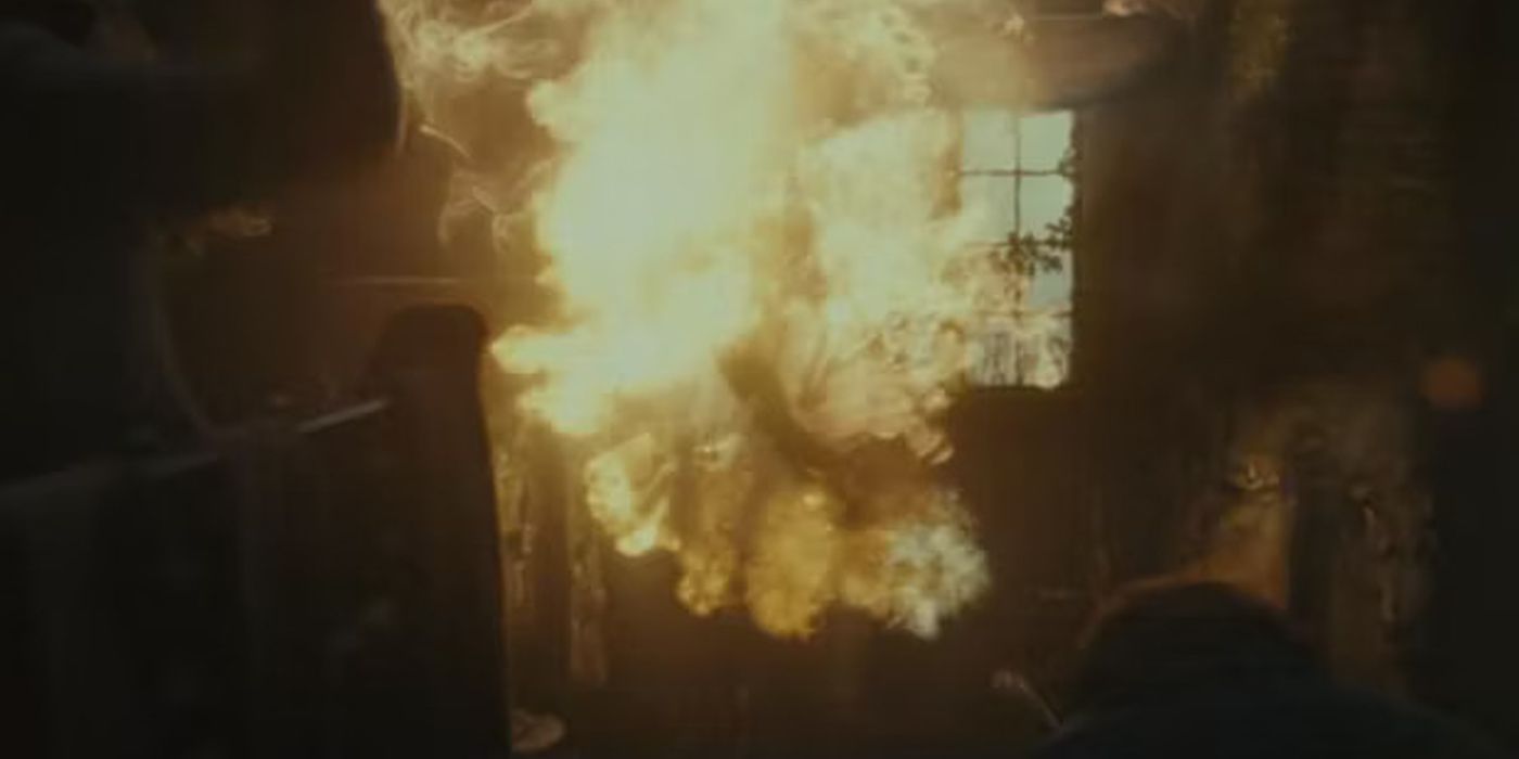 Hermione casts Confringo on Nagini in Bathilda Bagshot's house