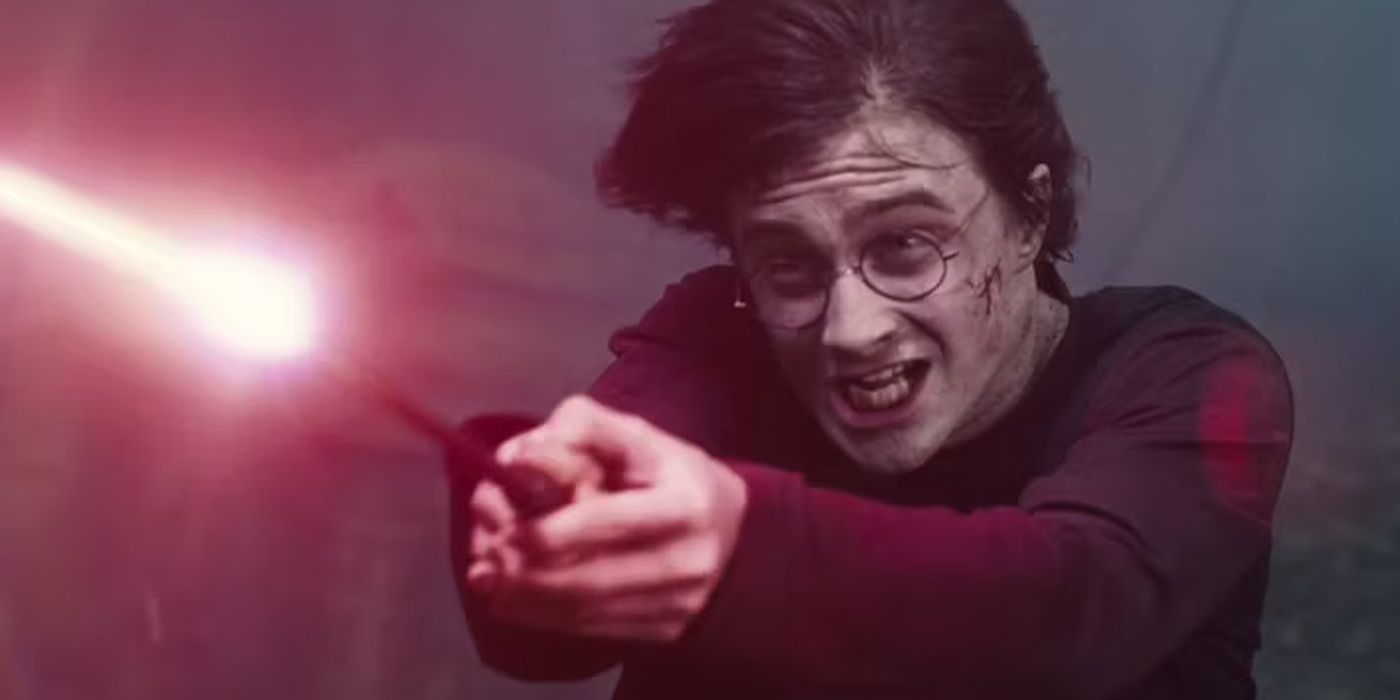 Harry Potter using the Expelliarmus spell in Harry Potter.