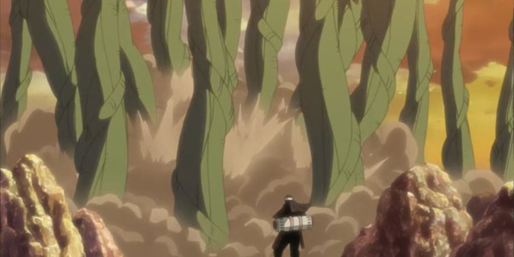 Hashirama uses Wood Style Deep Forest Emergence in Naruto Shippuden.