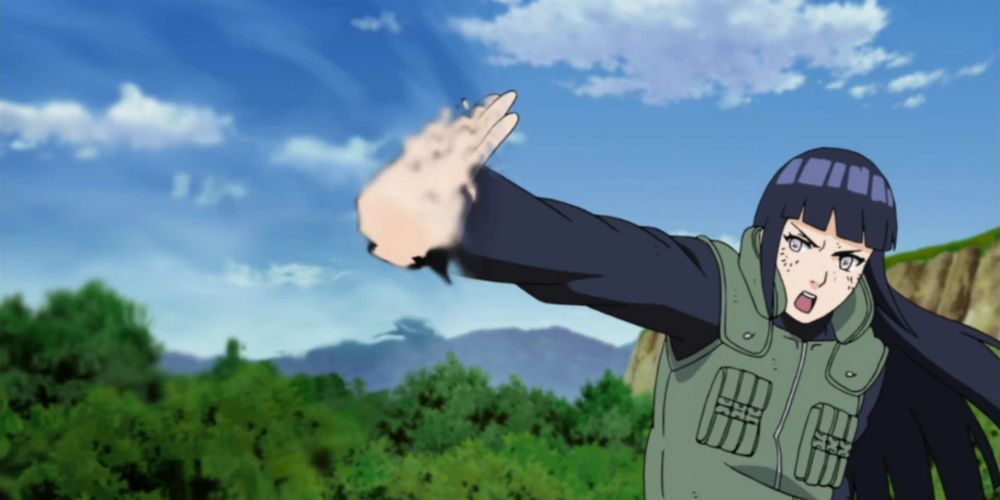 Hinata Hyuga uses Eight Trigrams Air Palm in Naruto Shippuden.