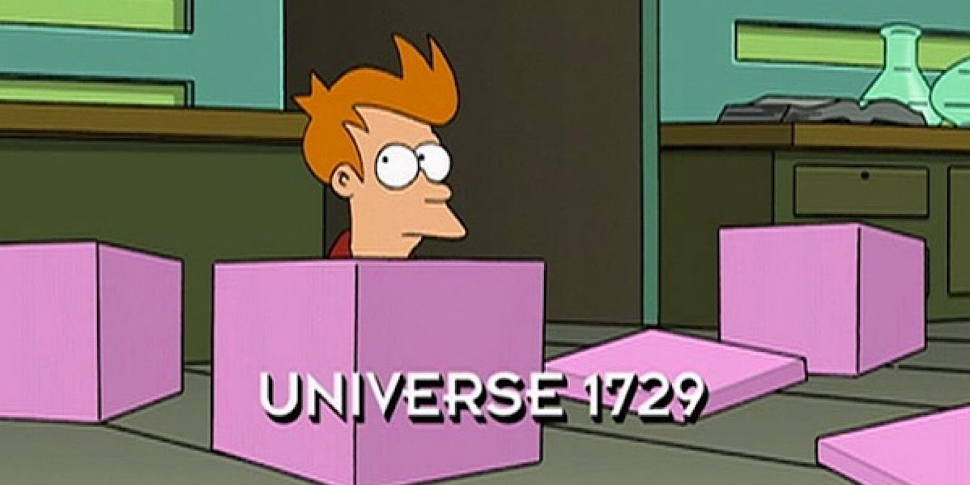 Futurama - Fry inside a pink box on Universe 1729