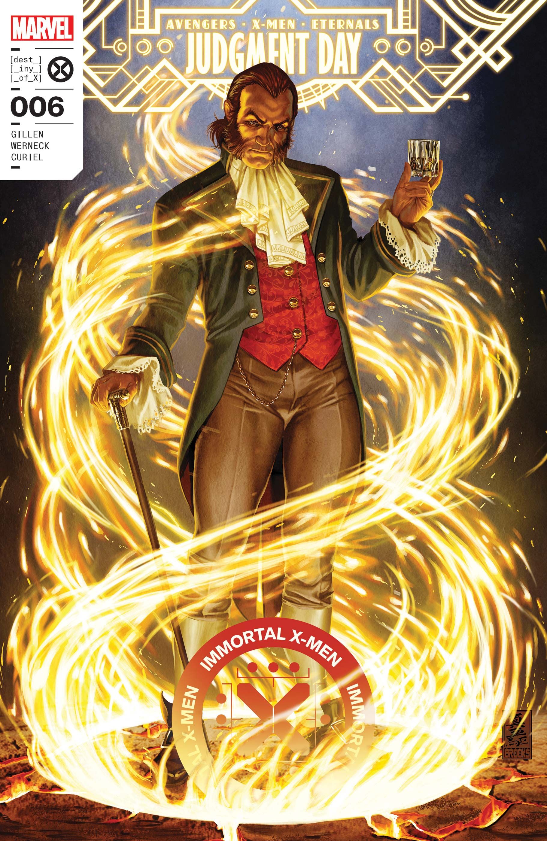 Sebastian Shaw in a ring of fire on Immortal X-Men #6 cover