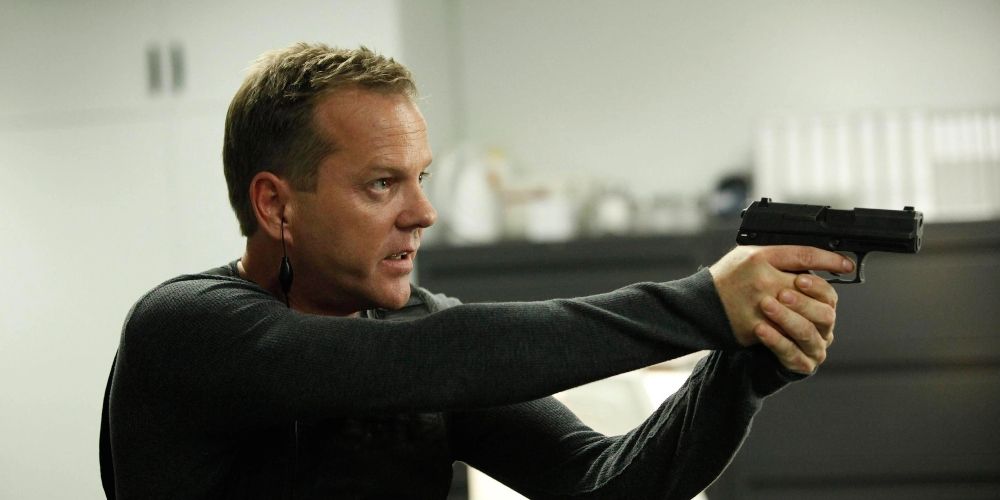 Jack Bauer raising his gun in 24.