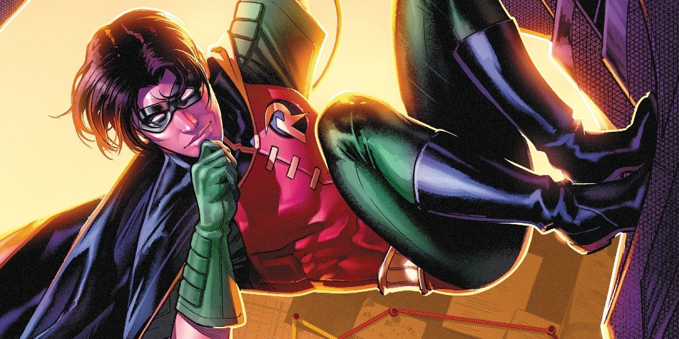 Jamal Campbell's Tim Drake/Robin climbs a wall in DC Comics.